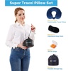 image:imageSAIREIDER Travel Pillow 100 Memory Foam Airplanes Neck Pillows Prevent The Heads from Falling Forward Travel Neck Pillows with Sleep Mask and Earplugs Navy BlueNavy Bluetravel Kit