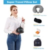 image:imageSAIREIDER Travel Pillow 100 Memory Foam Airplanes Neck Pillows Prevent The Heads from Falling Forward Travel Neck Pillows with Sleep Mask and Earplugs Navy BlueGreytravel Kit