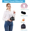 image:imageSAIREIDER Travel Pillow 100 Memory Foam Airplanes Neck Pillows Prevent The Heads from Falling Forward Travel Neck Pillows with Sleep Mask and Earplugs Navy BluePinktravel Kit