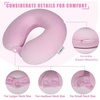 image:imageSAIREIDER Travel Pillow 100 Memory Foam Airplanes Neck Pillows Prevent The Heads from Falling Forward Travel Neck Pillows with Sleep Mask and Earplugs Navy BluePinkstorage Bag