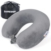 image:imageSAIREIDER Travel Pillow 100 Memory Foam Airplanes Neck Pillows Prevent The Heads from Falling Forward Travel Neck Pillows with Sleep Mask and Earplugs Navy BlueGreystorage Bag