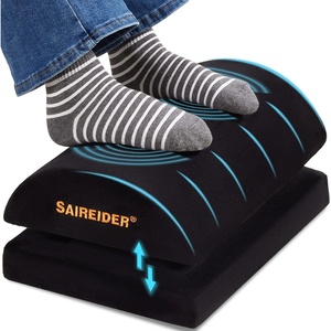 image:imageSAIREIDER Foot RestVibration Massage Adjustable Memory Foam Footrest for Muscles Relaxing and Pain ReliefFoot Rest for Gaming Computer Desk Car HomeBlack