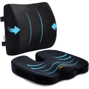 image:imageSAIREIDER Lumbar Support Pillow and Office Chair Cushion Memory Foam Car Seat Cushions Back Support Pillows Reduce Pressure On Tailbone and Sciatic Nerve Relieve Pain of Back and LumbarGreySeat Cushionlumbar Pillowblack