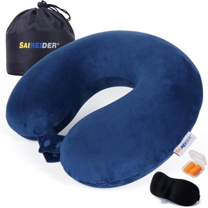 image:imageSAIREIDER Travel Pillow 100 Memory Foam Airplanes Neck Pillows Prevent The Heads from Falling Forward Travel Neck Pillows with Sleep Mask and Earplugs Navy BlueNavy Bluetravel Kit
