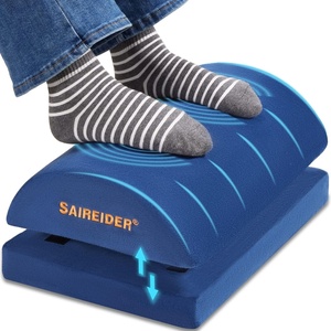 image:imageSAIREIDER Vibration Massage Desk Foot RestAdjustable Memory Foam Footrest for Work Gaming and Home Foot Stool Pillow for All Day Support Navy